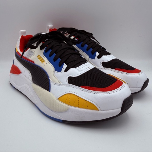 Mens Puma X-Ray 2 Square Multi-Color Low-Top White Red Blue Athletic Shoes Sz 11